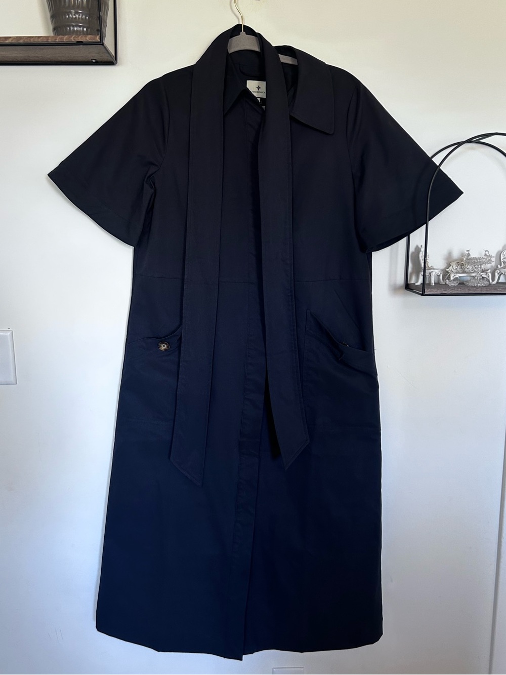 Tuckernuck Navy Blue Button Front Short Sleeve Mid Length Dress Size Medium